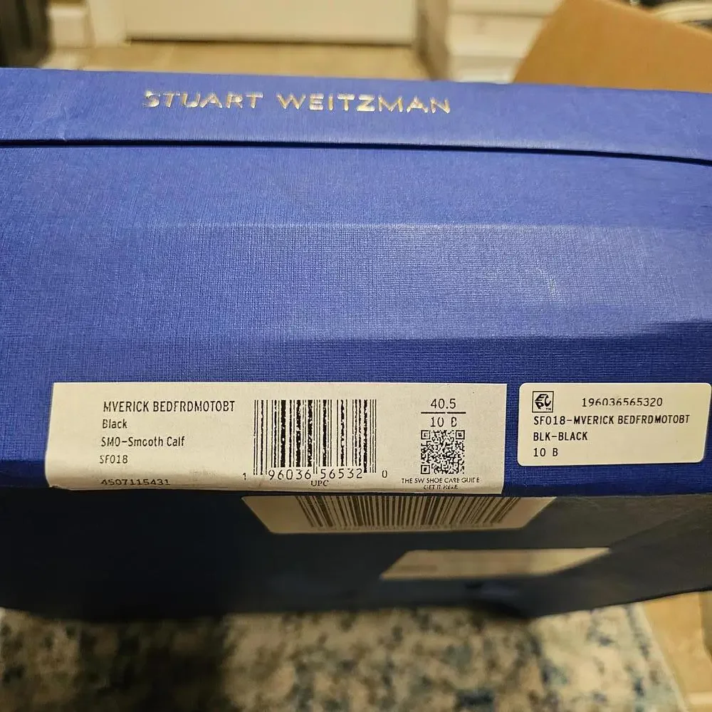 Stuart Weitzman Maverick Bedford Motor Black Leather Boots sz 10 - Picture 2 of 3